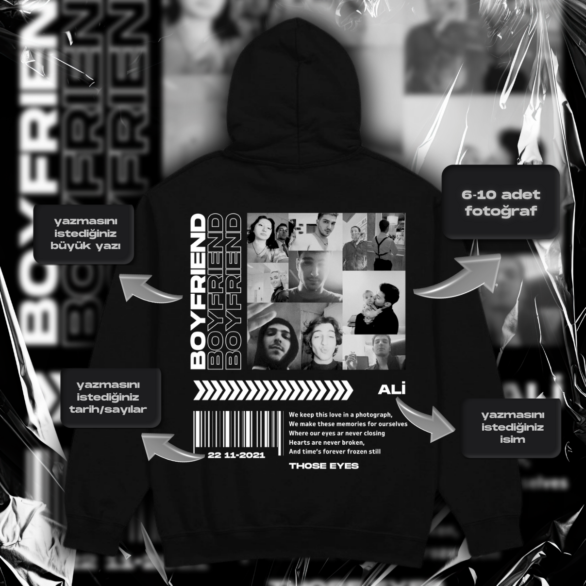 Luvetti™ Girlfriend & Boyfriend >>>>>> Kişiye Özel Tasarım Hoodie